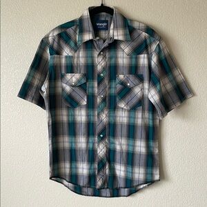 Vintage Wrangler Pearl Snap Western Men’s Shirt 15.5 Plaid Cowboy Rodeo Casual